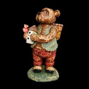 Rustic Bear Votive Candle Holder Figurine Woodland Lodge Decor Resin